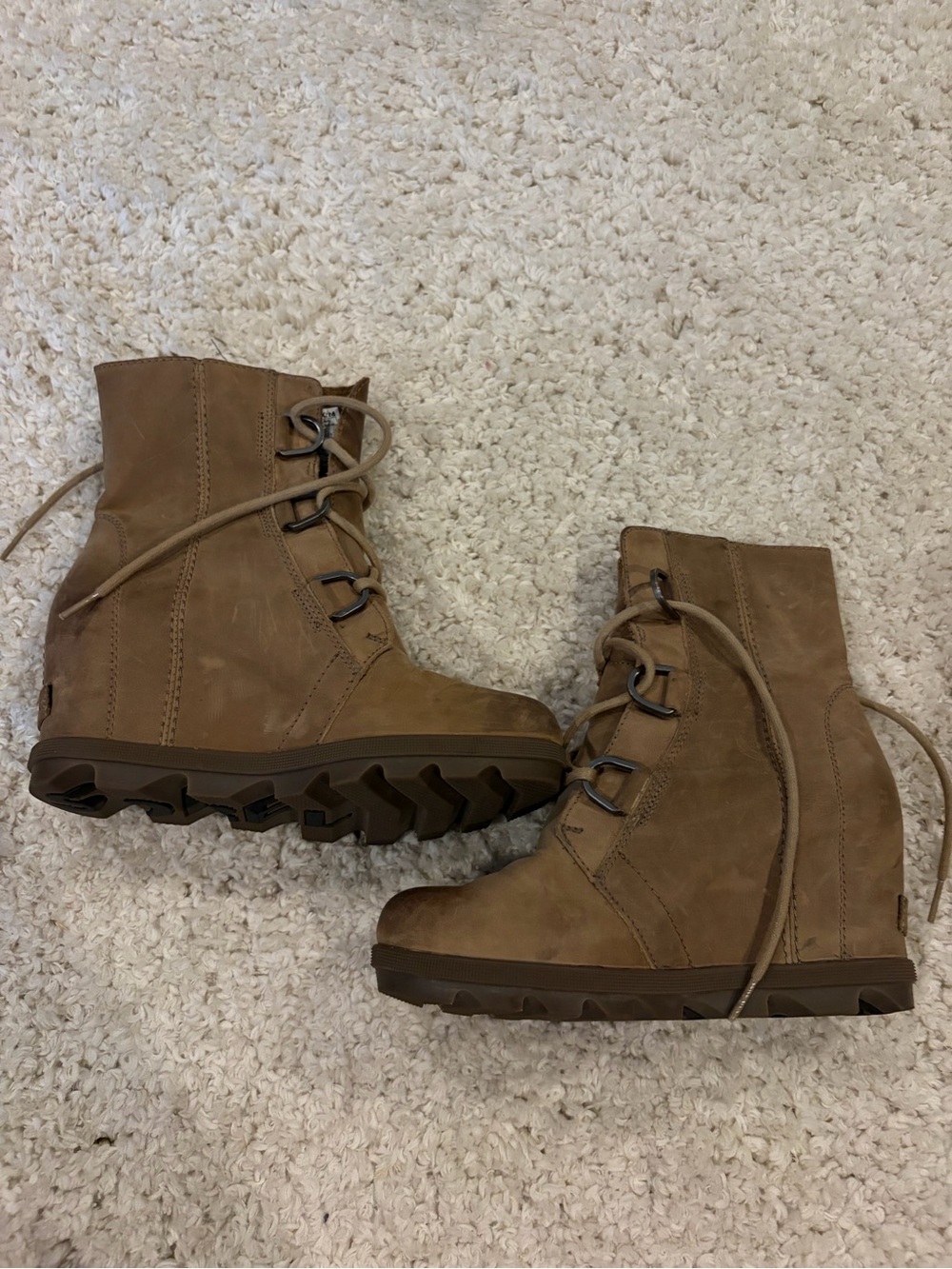 Sorel Women's Brown Lace-Up Wedge Boots
